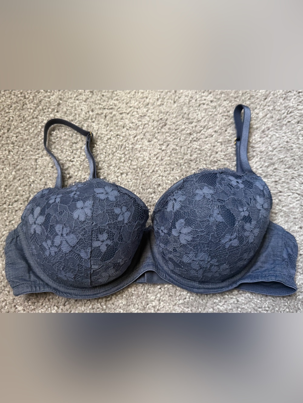 Victoria's Secret Charcoal Floral Lace Underwire Bra